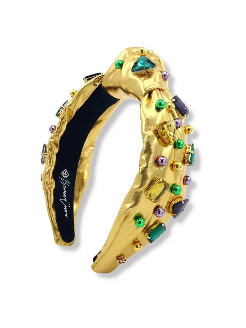 BRIANNA CANNON GOLD MARDI GRAS HEADBAND WITH GOLD BEADS AND CRYSTALS